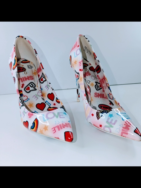 Aldo Shoes - Aldo Stessy Heels Multi-Colored Graffiti Print Woman's Size 6.5